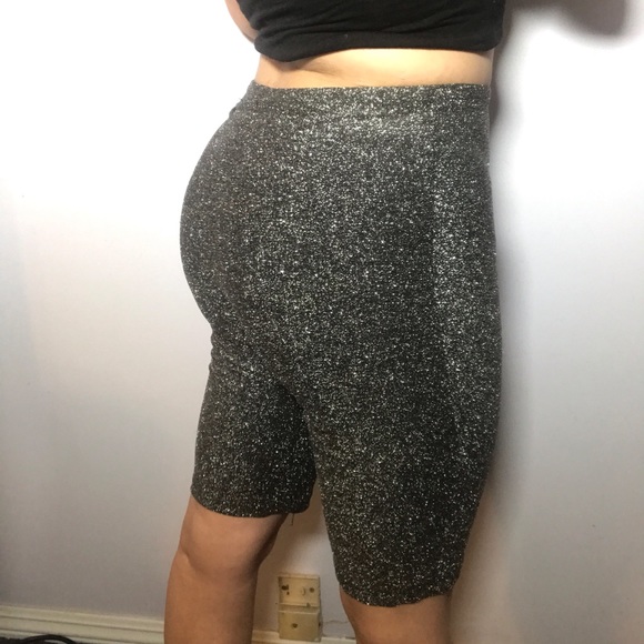 Silver Glittery Biker Shorts - Picture 3 of 3